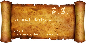 Patonyi Barbara névjegykártya
